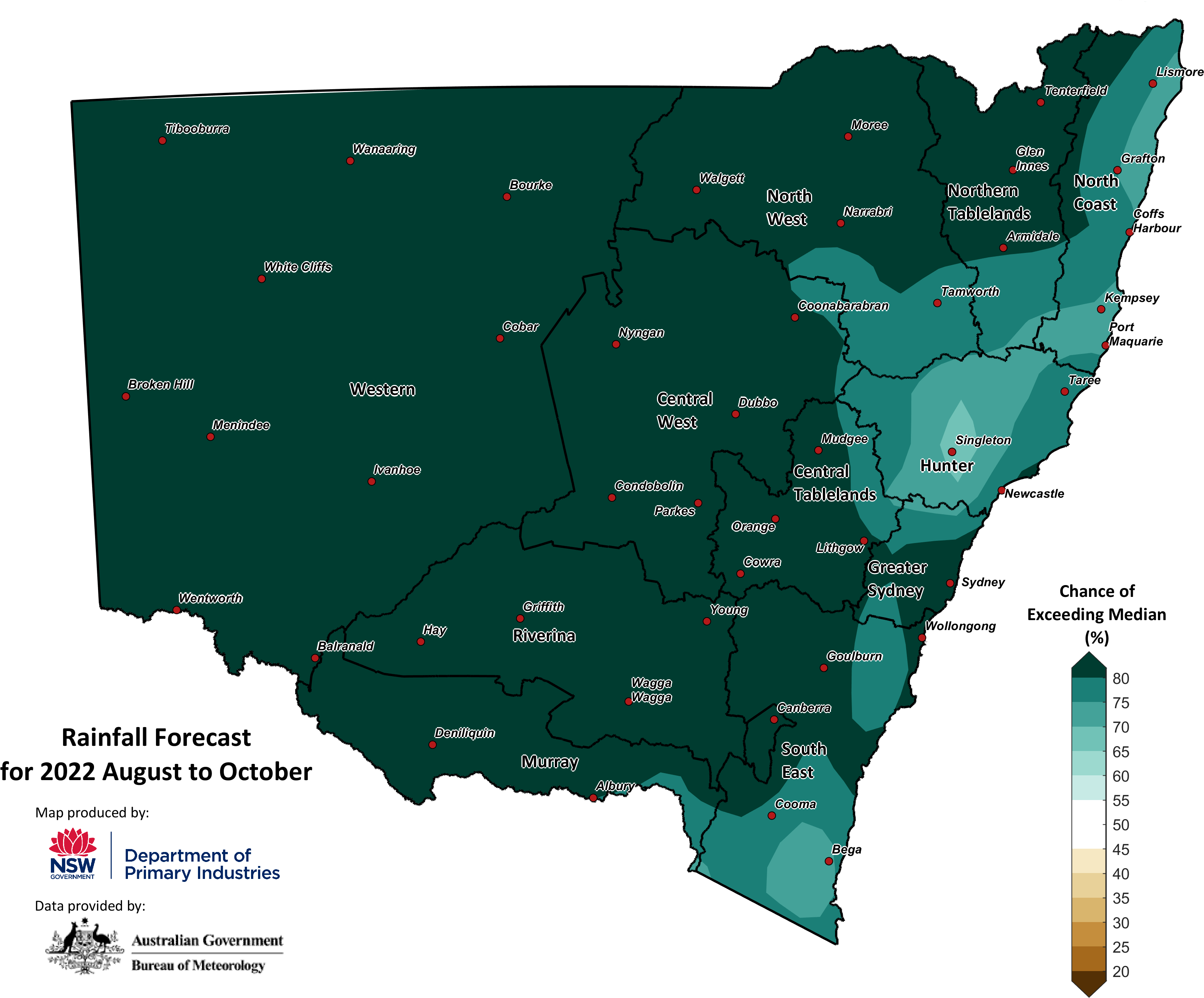 Figure 26. Seasonal rainfall outlook for NSW issued on 28 July 2022