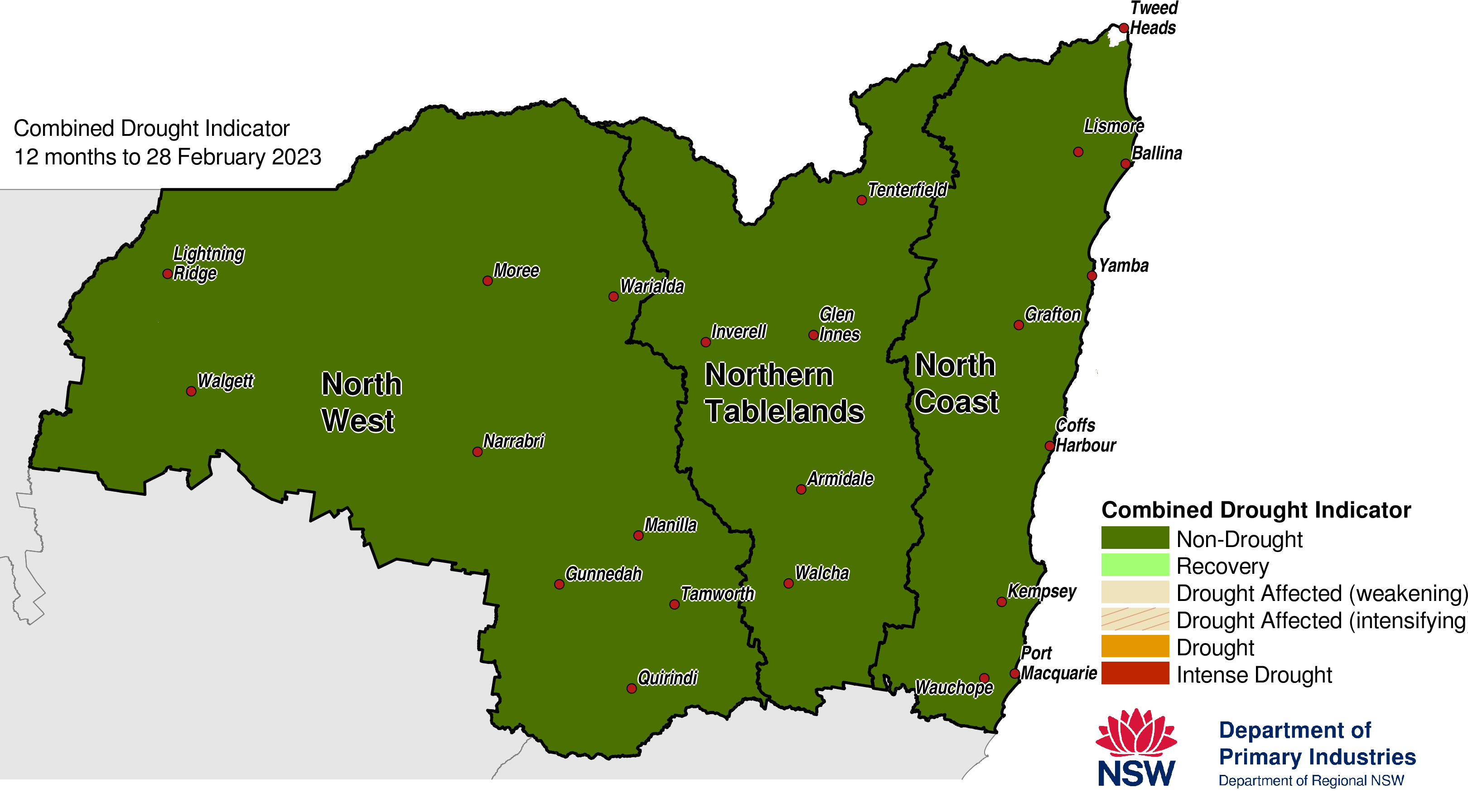 Figure 17. Combined Drought Indicator for the North West, Northern Tableland and North Coast regions 