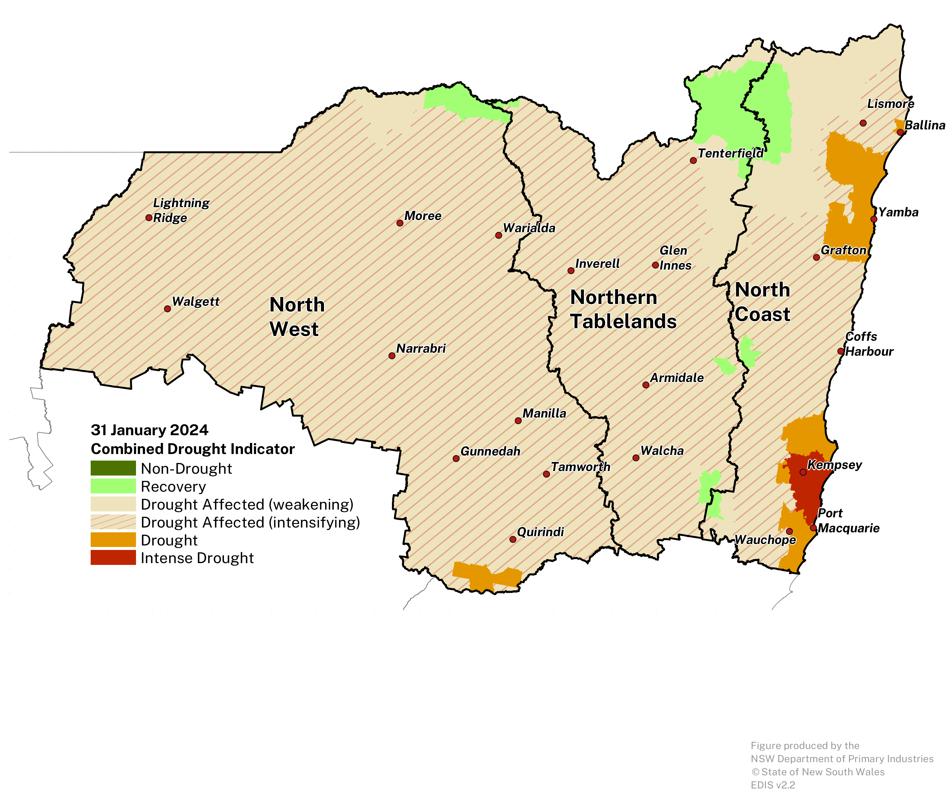 Figure 24.  Combined Drought Indicator for the North West, Northern Tableland and North Coast regions 