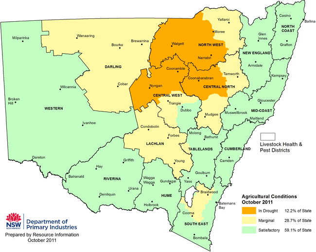 NSW drought map, October 2011