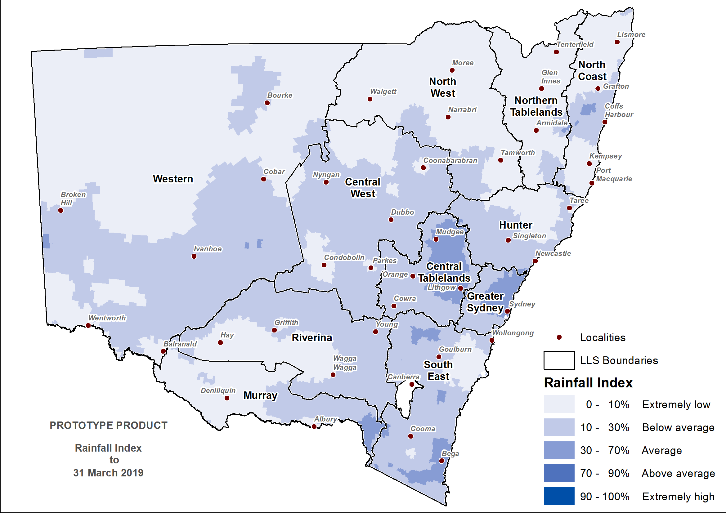 Rainfall Index (RI) to 31 March 2019 - For an accessible explanation of this image contact scott.wallace@dpi.nsw.gov.au