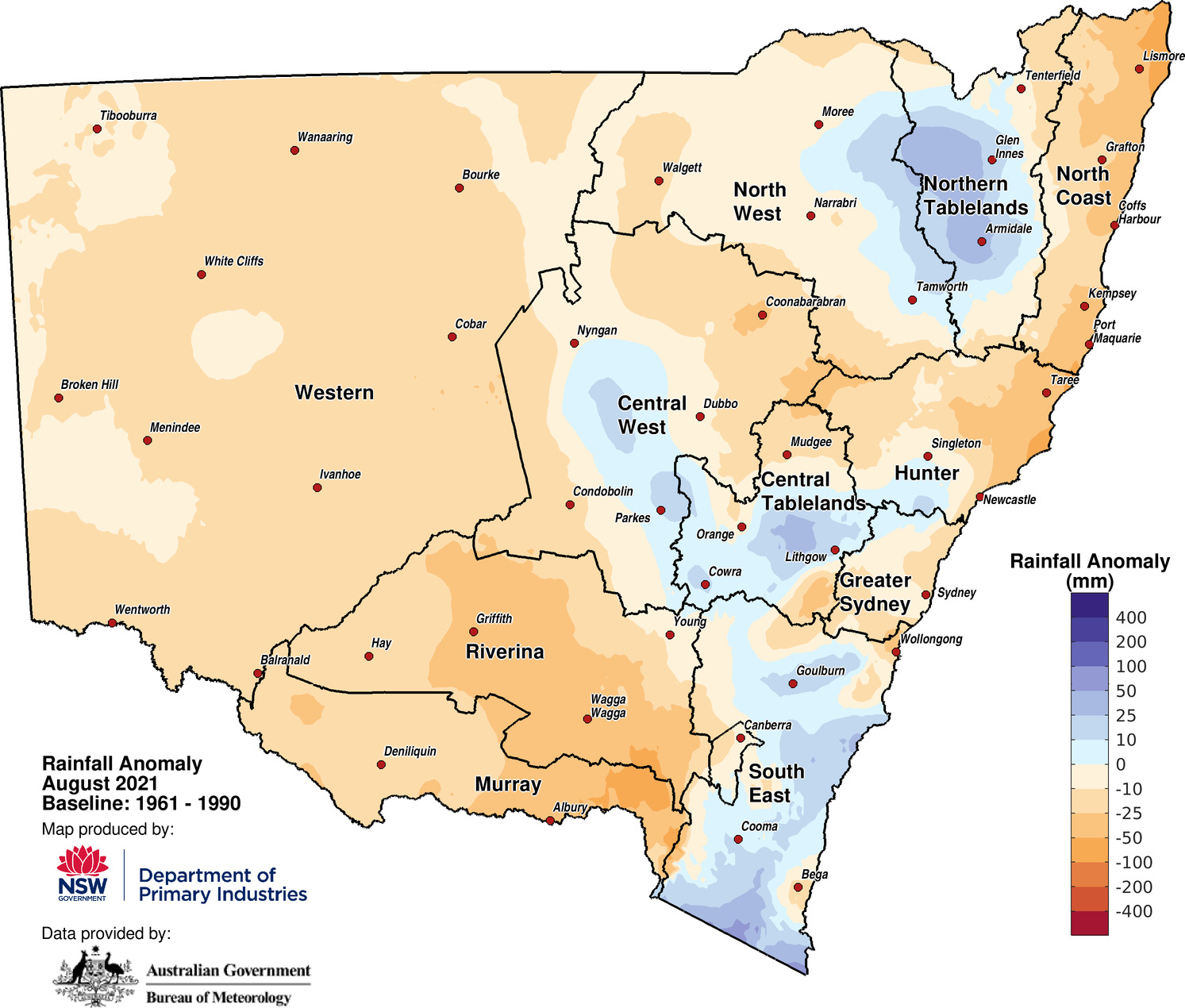 Rainfall anomaly – August 2021