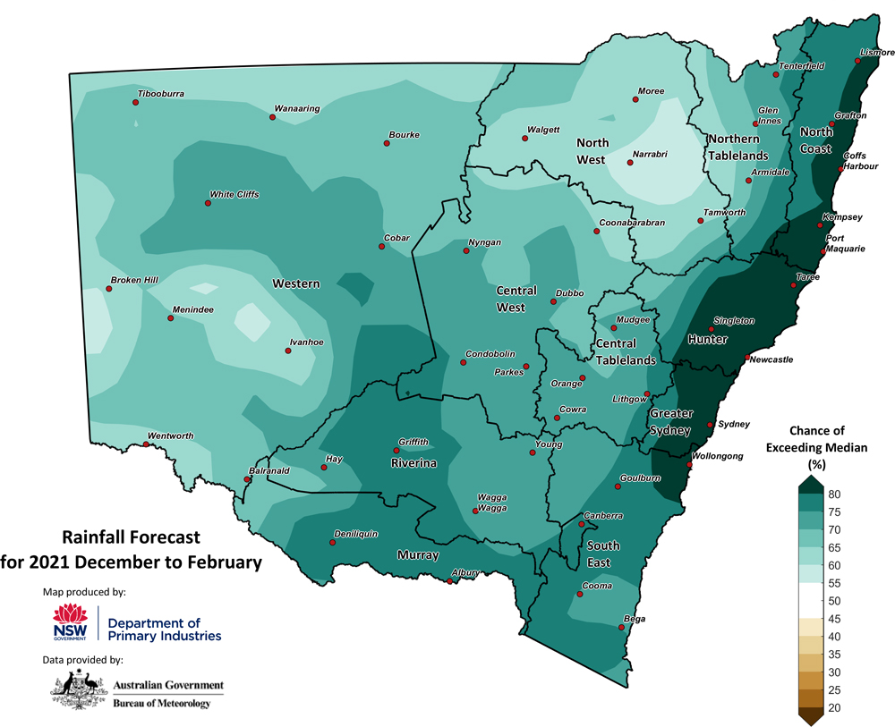 Figure 26. Seasonal rainfall outlook for NSW issued on 02 December 2021
