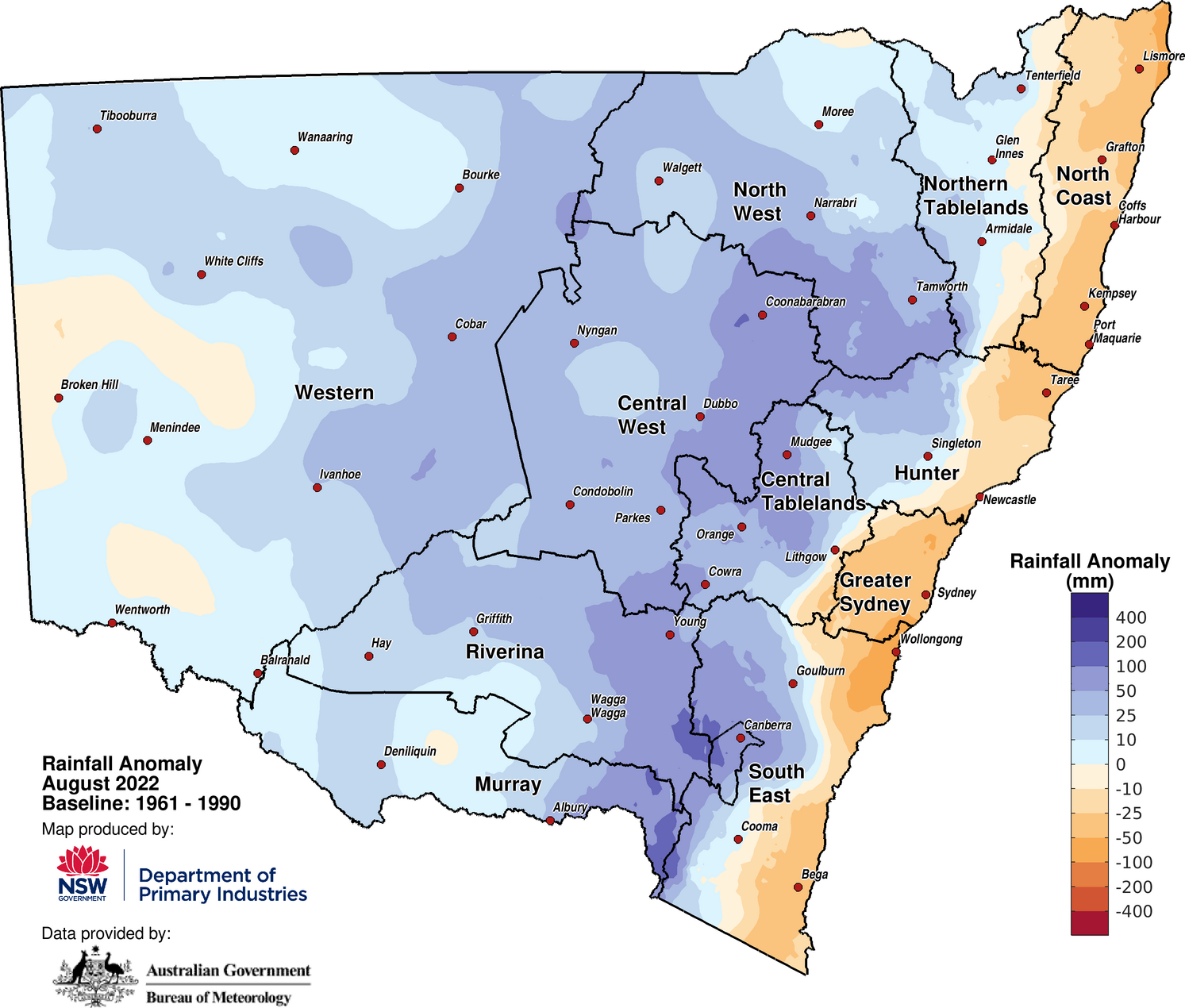 Figure 2a. Rainfall anomaly – August 2022