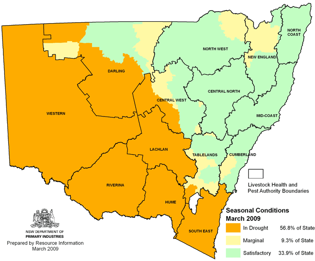 NSW drought map - March 2009