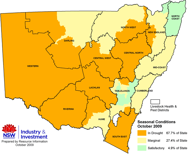 NSW drought map - October 2009