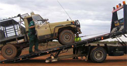 A Fisheries Officer impounds a vehicle used in an illegal fishing operation in the State's far west