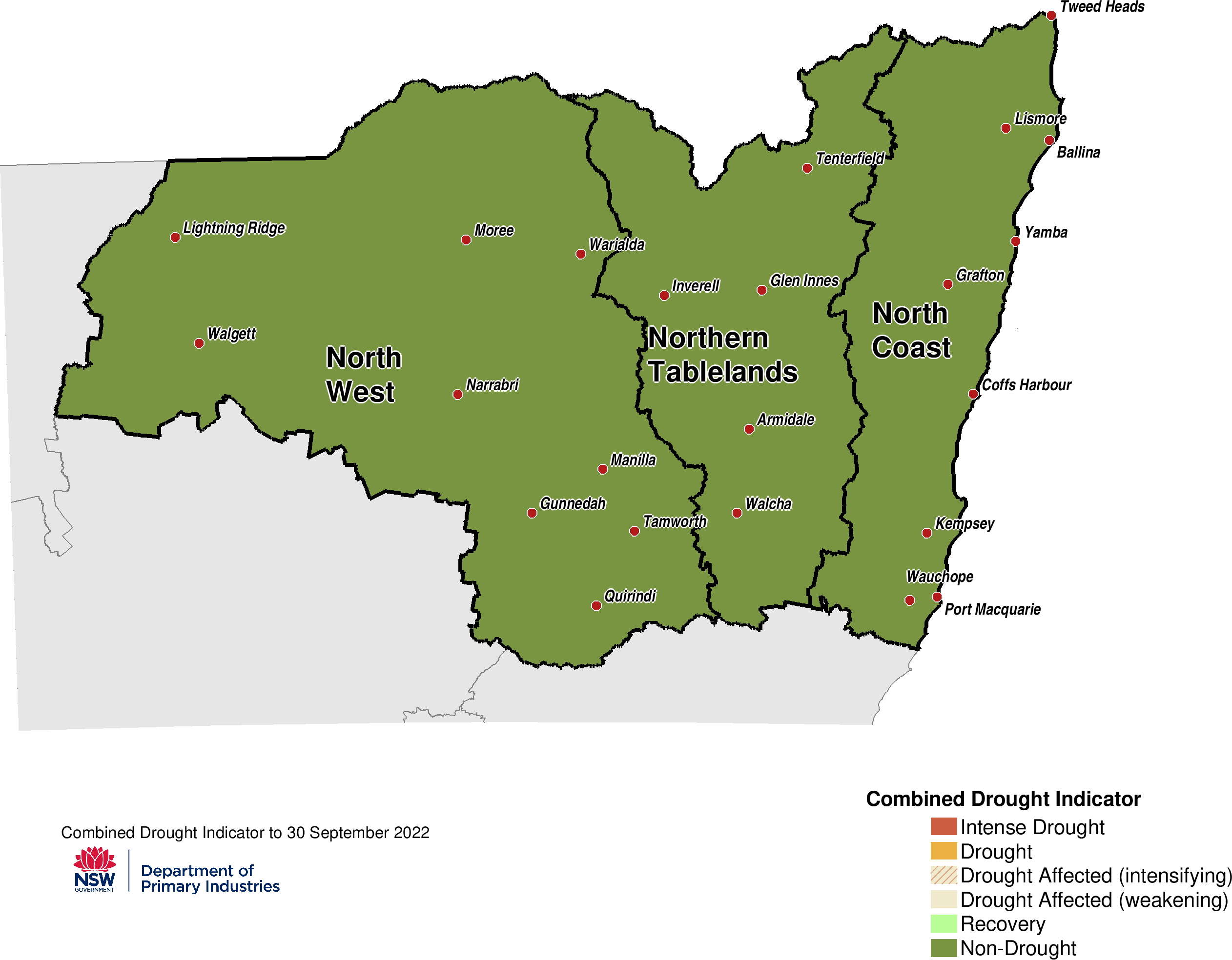 Figure 17. Combined Drought Indicator for the North West, Northern Tableland and North Coast regions 