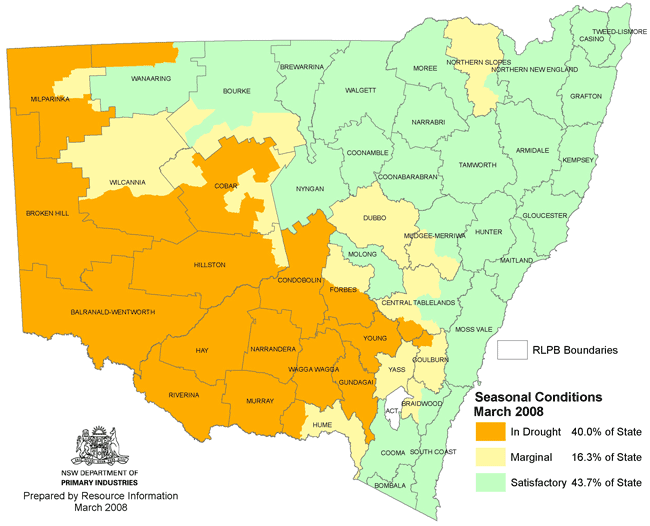 NSW drought status - March 2008