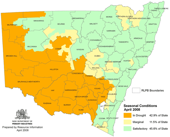 NSW Drought map - April 2008