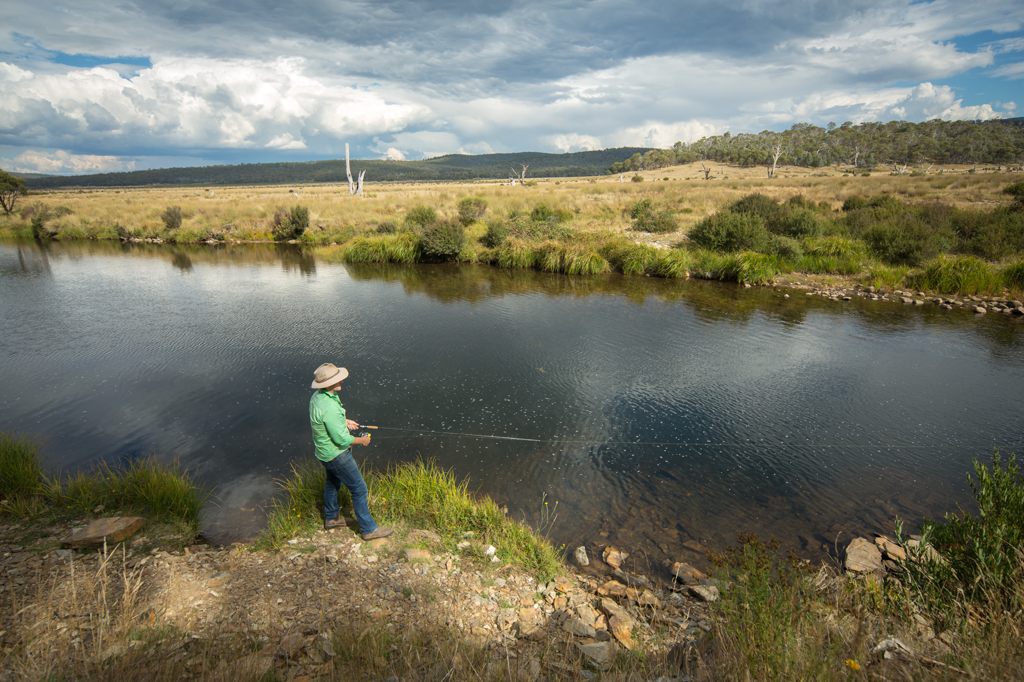 Niall Blair fishing at Eucumbene River