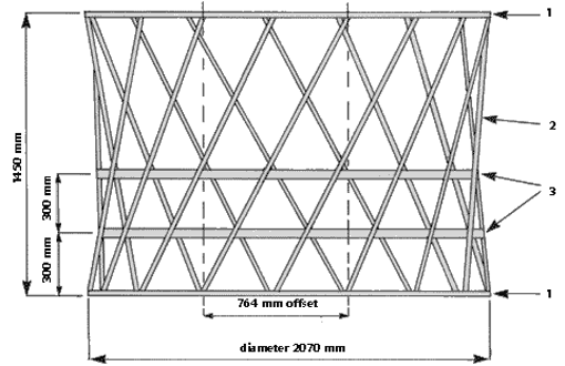 Construction diagram for round bale slant bar feeder