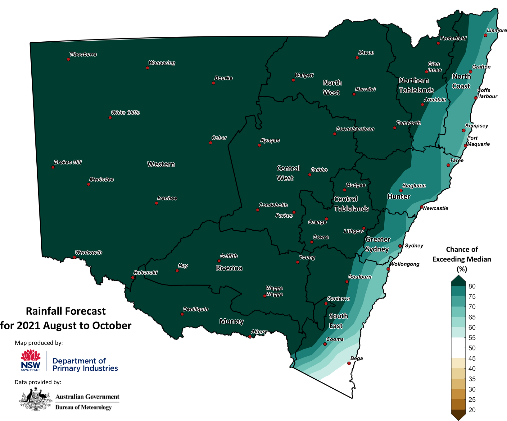 Seasonal rainfall outlook for NSW issued on 1 July 2021