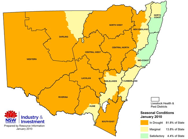 NSW drought map - January 2010