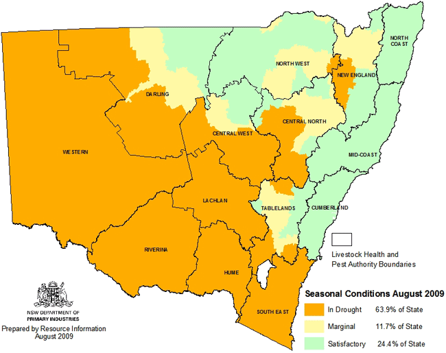 NSW drought map - August 2009
