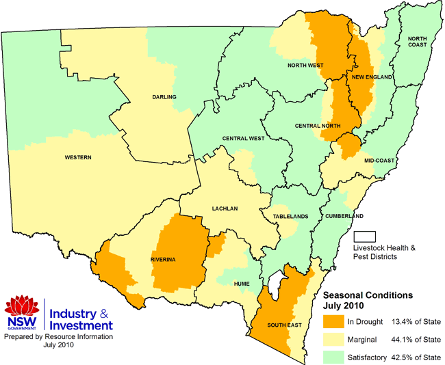 NSW drought map - July 2010