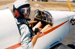 Rod Clark at the controls of the Jodel Bebe ultralight he built himself