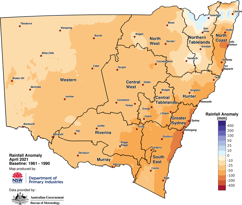 Figure 2a. Rainfall anomaly – April 2021
