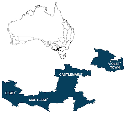 A map showing the locations covered by this region